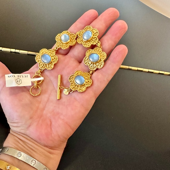 NWT Authentic Rare Julie Vos Flower Station Chalcedony Blue Statement Bracelet - Picture 17 of 17